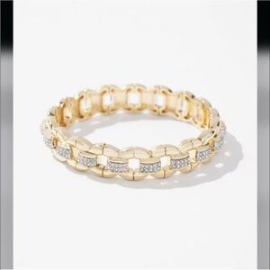 WHBM gold pave link stretch bracelet